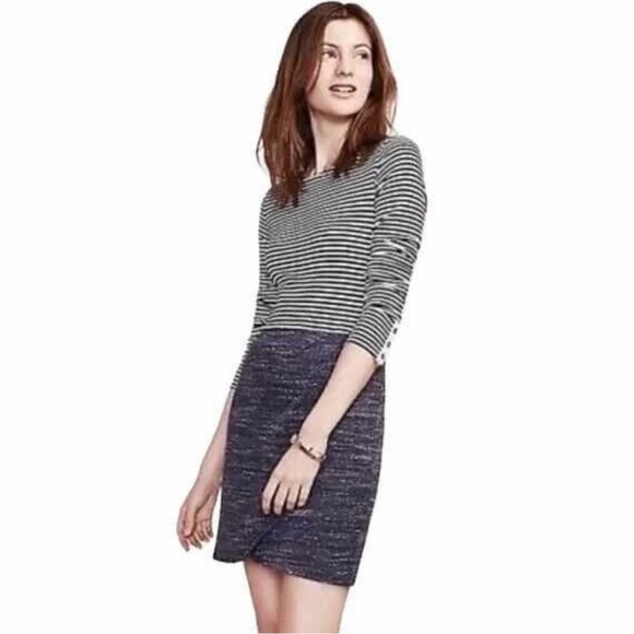 Anthropologie Dolan Left Coast Collection Blue Striped Dress Tulip Skirt Small - Picture 2 of 7